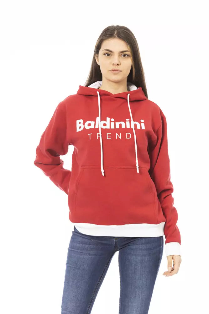 Red Cotton Women Hoodie Baldinini Trend