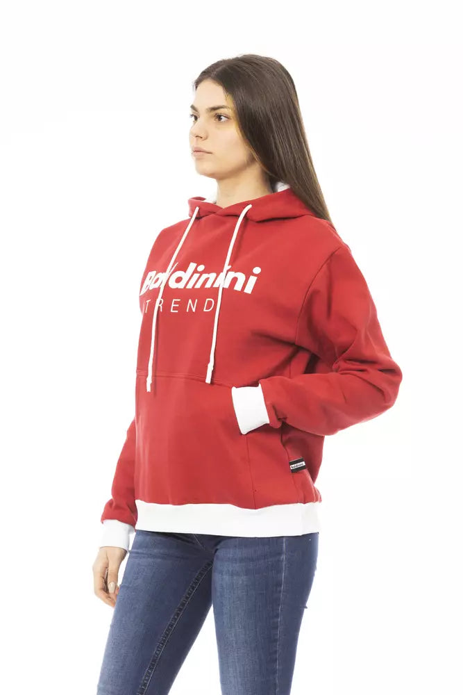 Red Cotton Women Hoodie Baldinini Trend