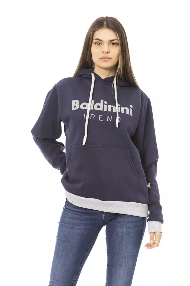 Blue Cotton Women Hoodie Baldinini Trend