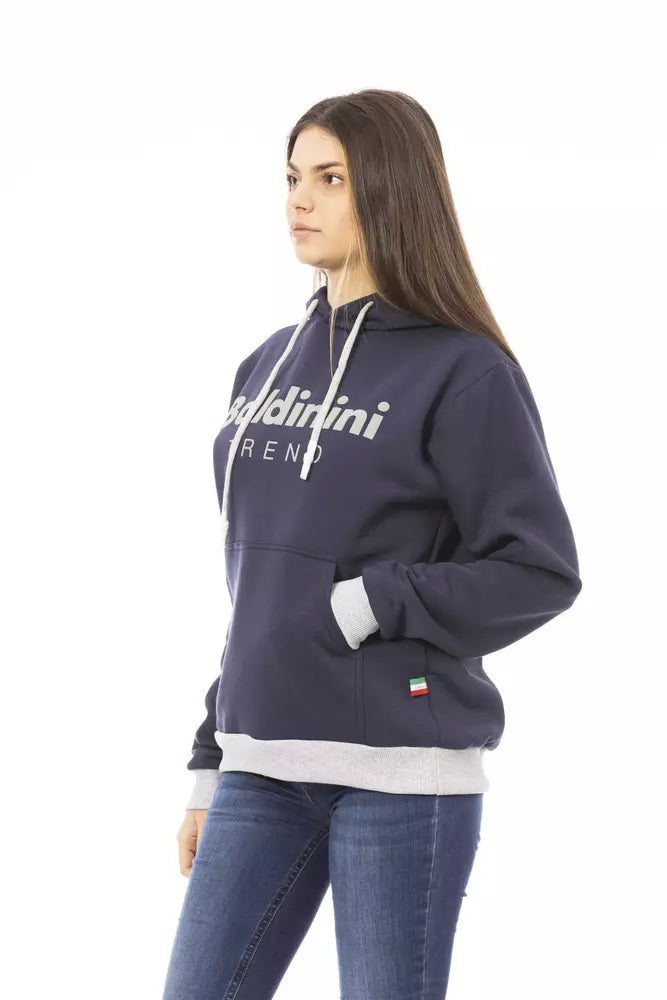 Blue Cotton Women Hoodie Baldinini Trend