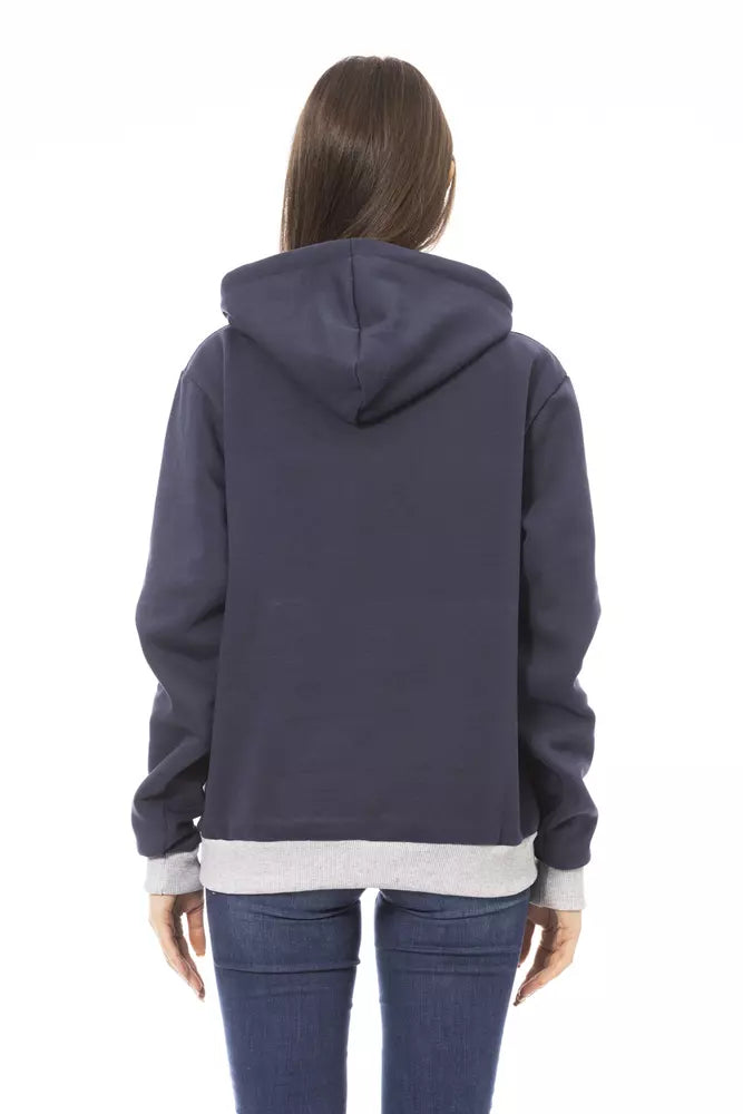 Blue Cotton Women Hoodie Baldinini Trend