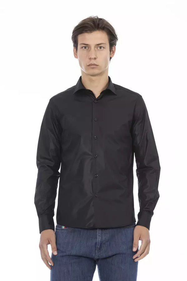 Black Polyester Men Shirt Baldinini Trend