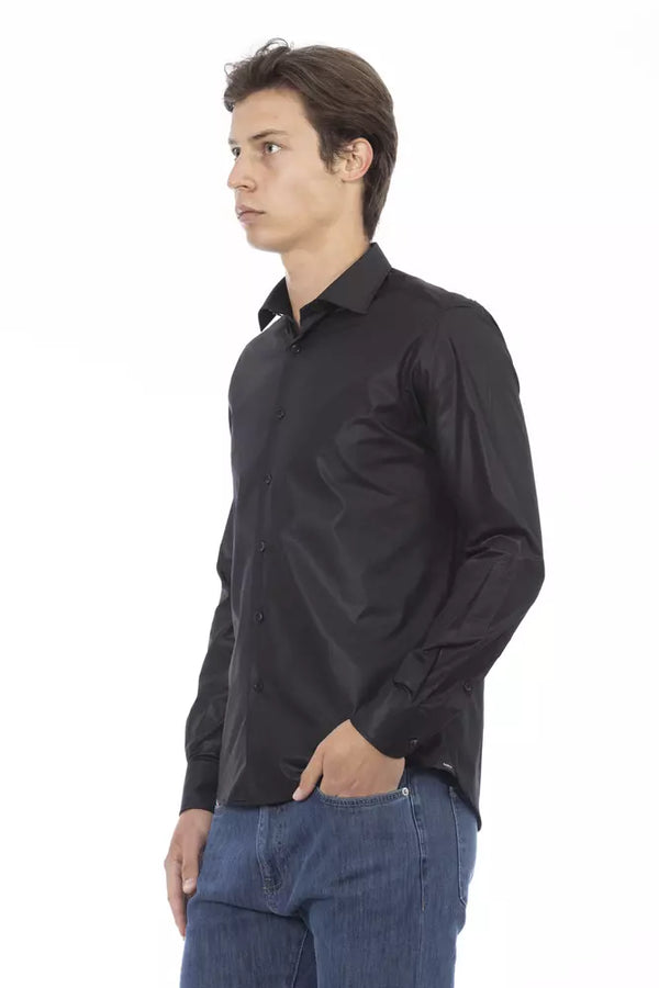 Black Polyester Men Shirt Baldinini Trend