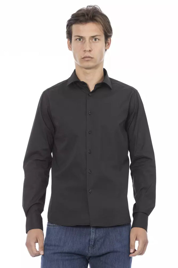 Gray Cotton Men Shirt Baldinini Trend