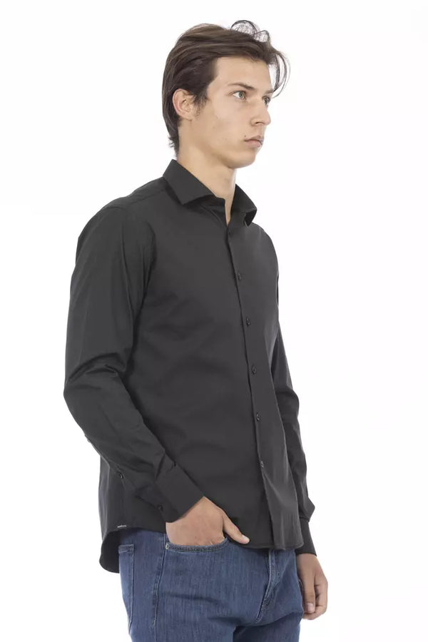 Gray Cotton Men Shirt Baldinini Trend