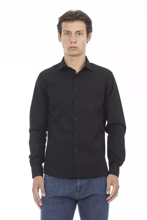 Black Cotton Men Shirt Baldinini Trend