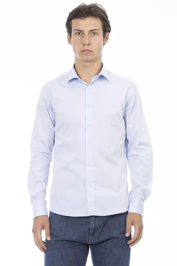 Light Blue Cotton Men Shirt Baldinini Trend