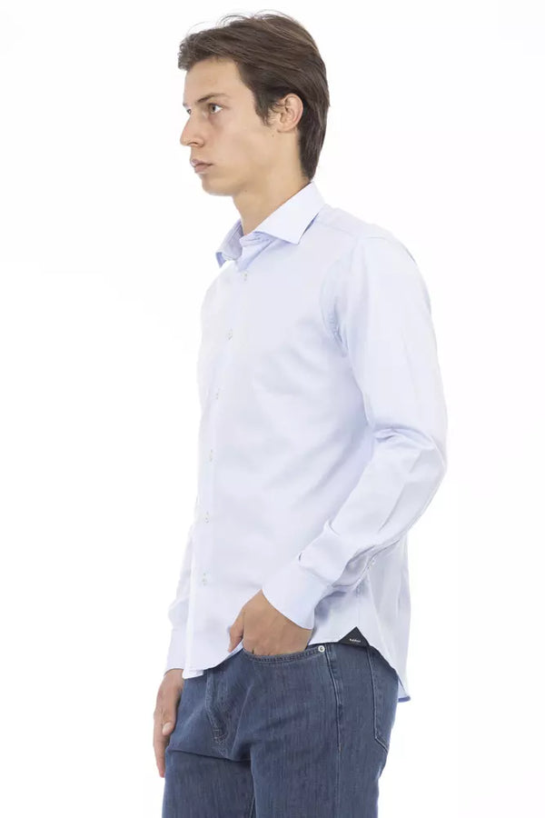 Light Blue Cotton Men Shirt Baldinini Trend