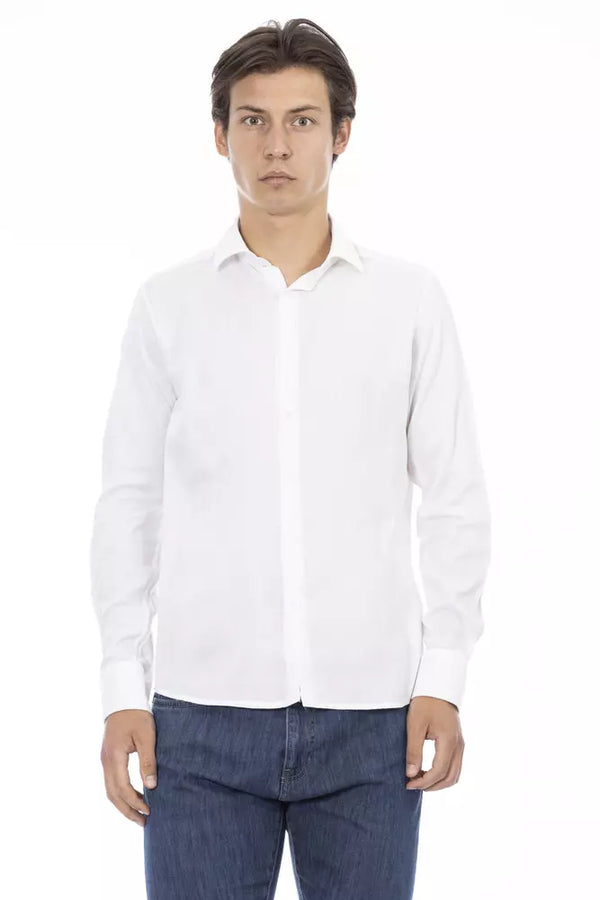 White Cotton Men Shirt Baldinini Trend