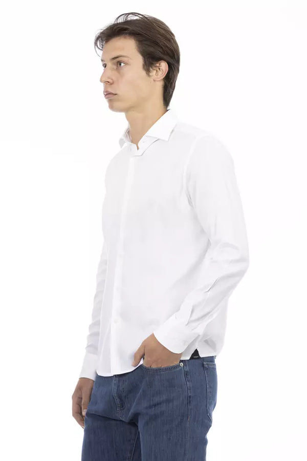 White Cotton Men Shirt Baldinini Trend