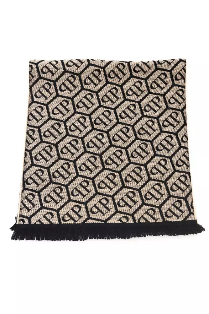 Elegant Monogram Fringed Scarf Philipp Plein