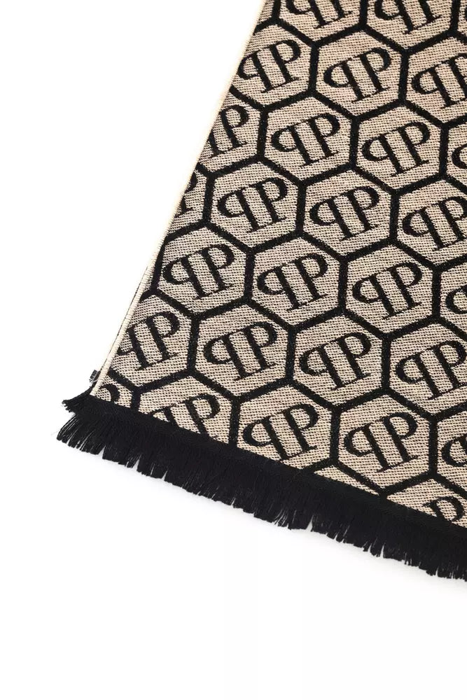 Elegant Monogram Fringed Scarf Philipp Plein