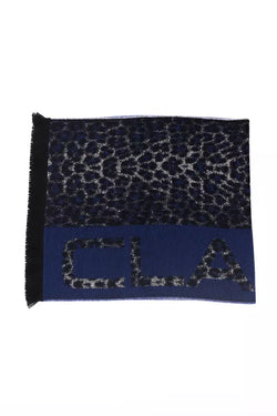 Blue Wool Men Scarf Cavalli Class