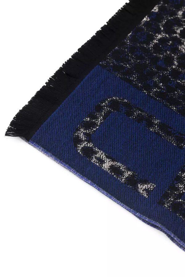 Blue Wool Men Scarf Cavalli Class