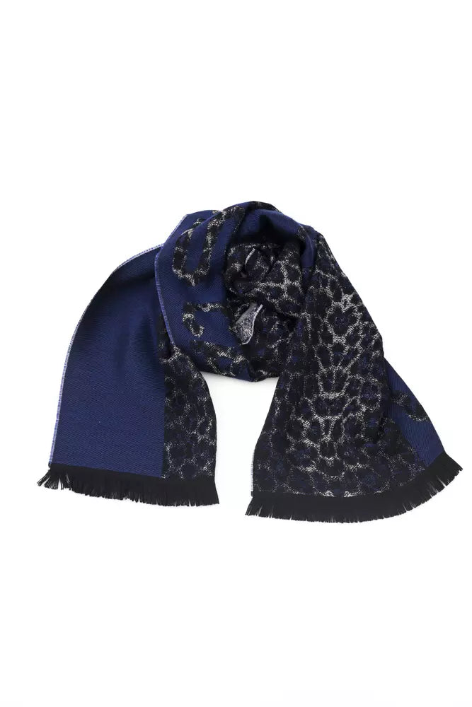 Blue Wool Men Scarf Cavalli Class