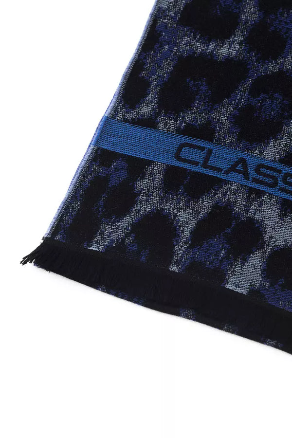 Blue Wool Men Scarf Cavalli Class