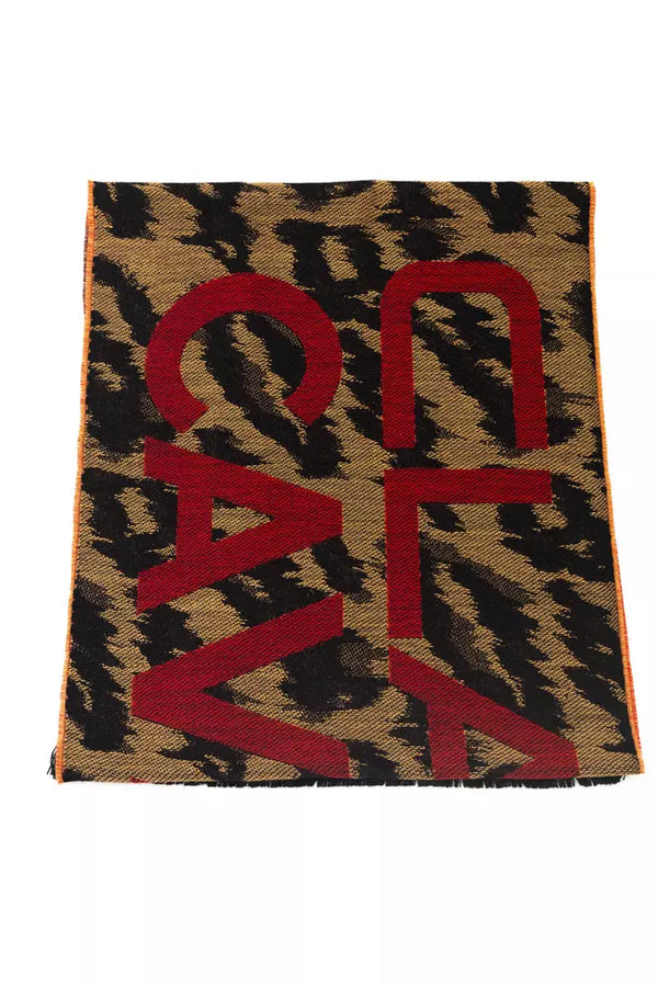 Brown Wool Men Scarf Cavalli Class