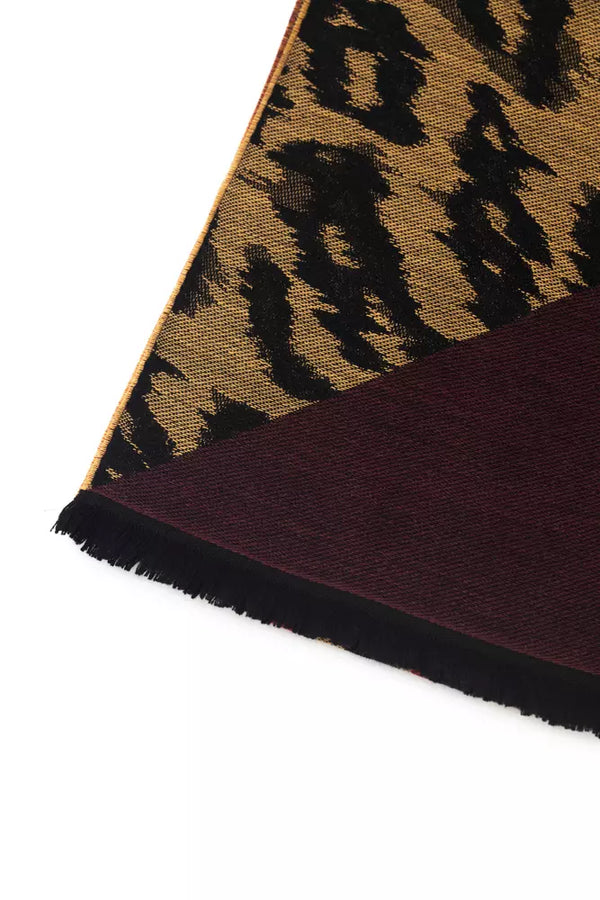 Brown Wool Men Scarf Cavalli Class