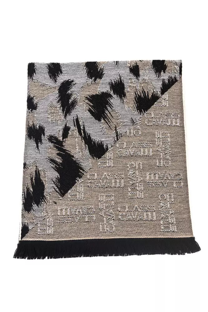 Beige Wool Men Scarf Cavalli Class