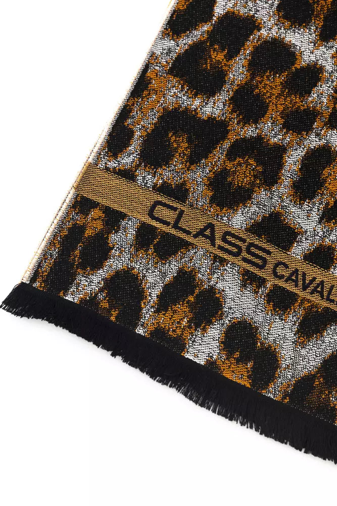 Brown Wool Men Scarf Cavalli Class