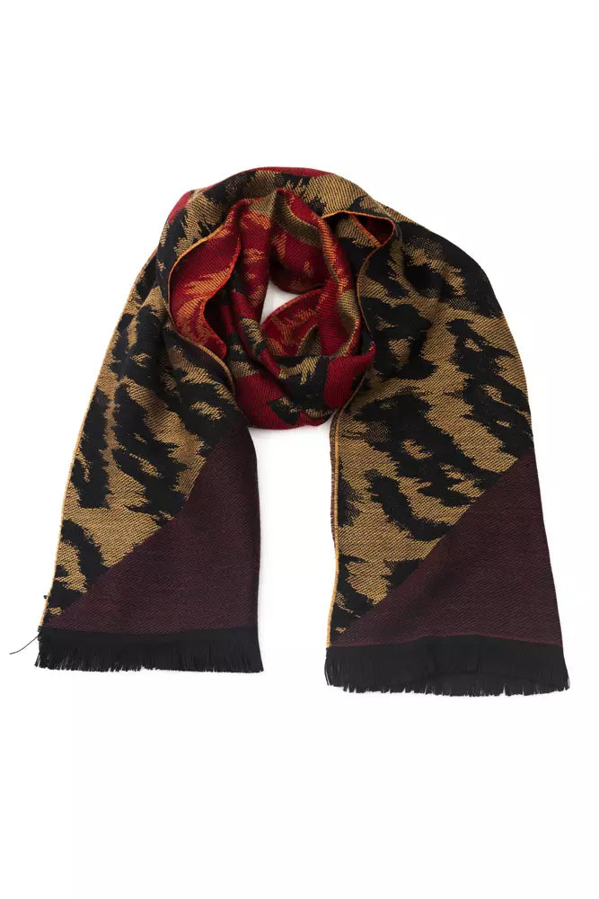 Brown Wool Men Scarf Cavalli Class