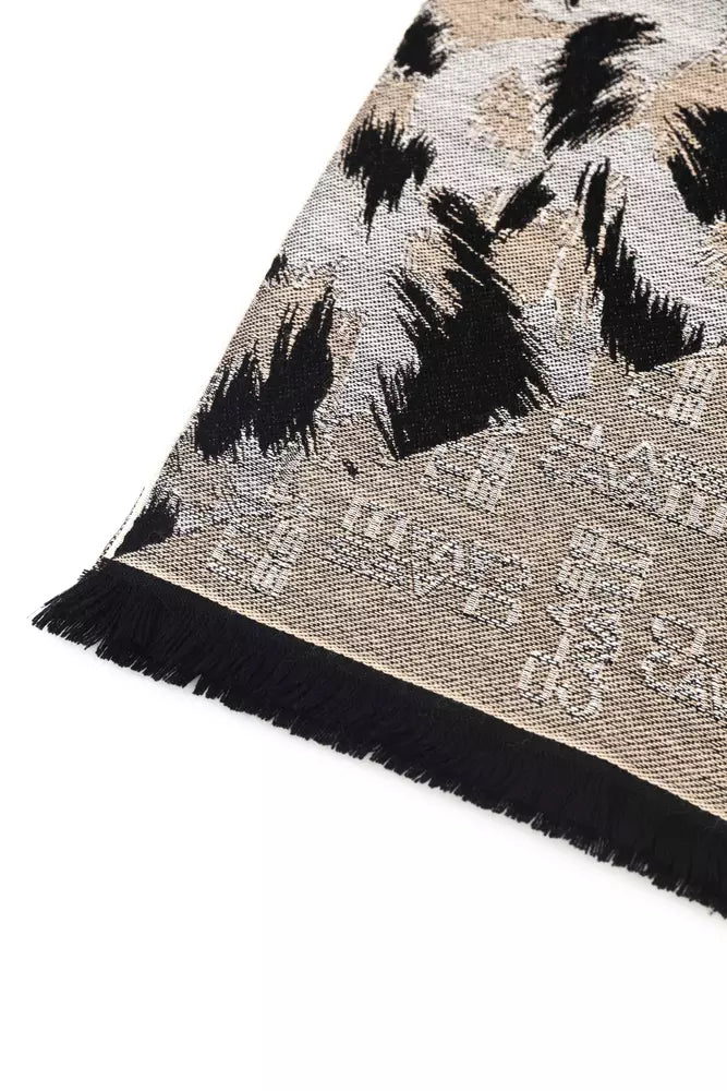 Beige Wool Men Scarf Cavalli Class