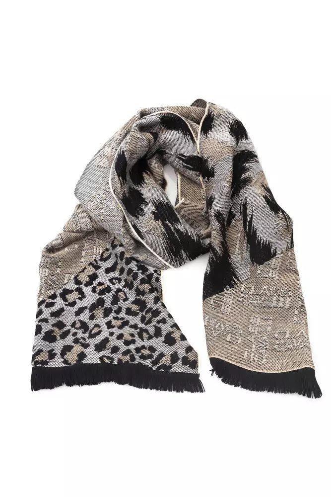 Beige Wool Men Scarf Cavalli Class