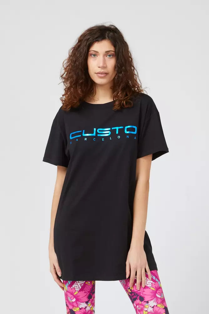 Blue Cotton Women T-Shirt Custo Barcelona