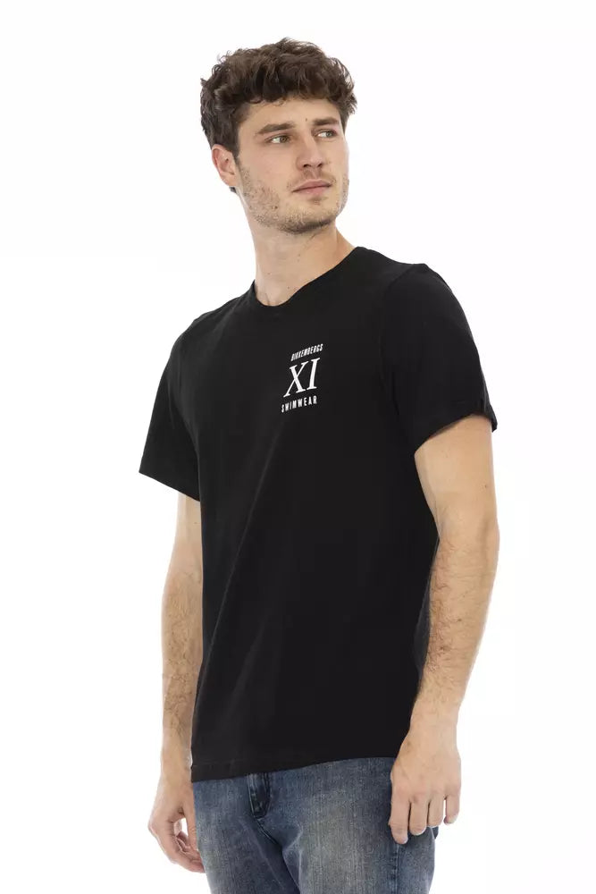 Black Cotton Men T-Shirt Bikkembergs