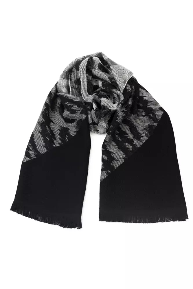 Gray Wool Men Scarf Cavalli Class