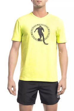 Yellow Cotton Men T-Shirt Bikkembergs