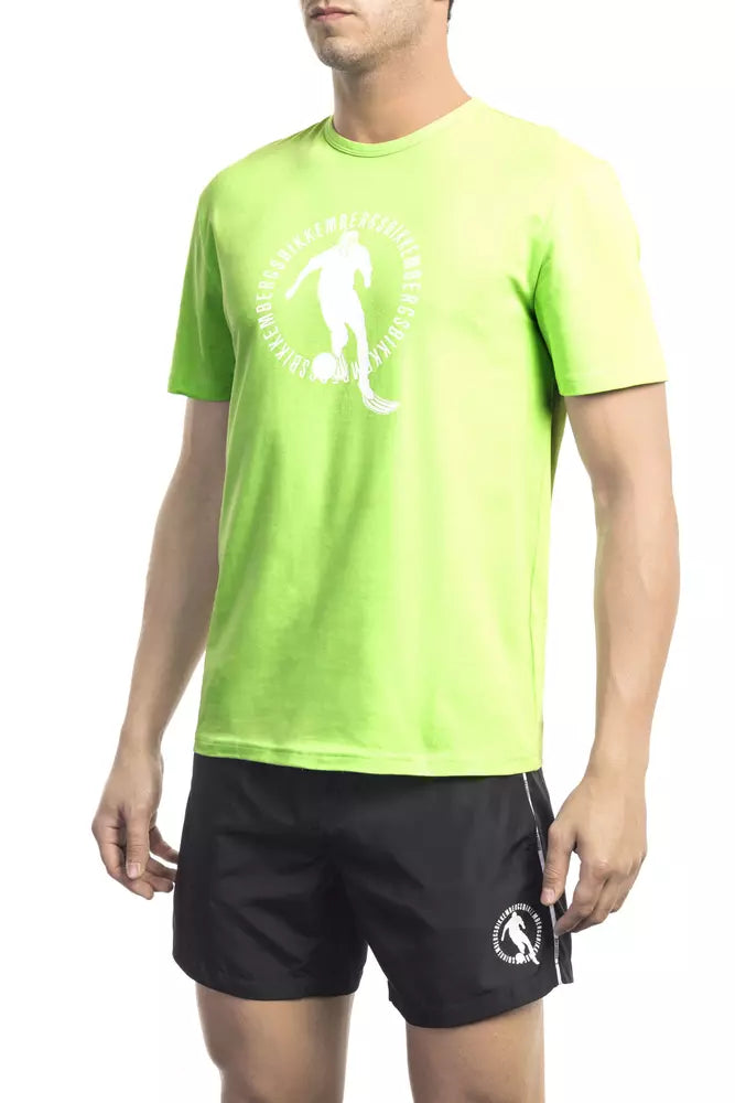 Green Cotton Men T-Shirt Bikkembergs