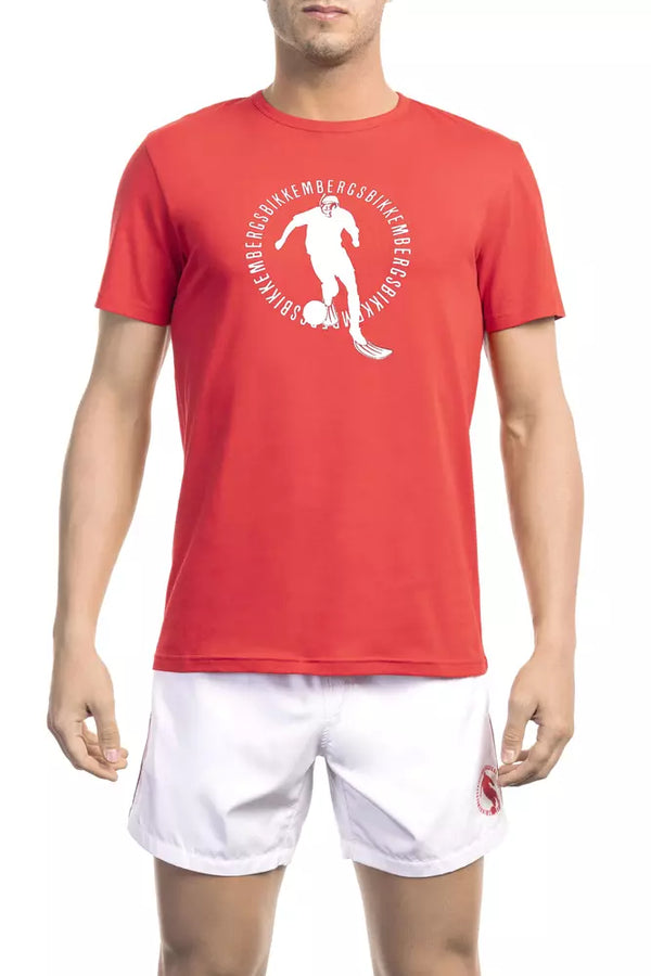 Red Cotton Men T-Shirt Bikkembergs