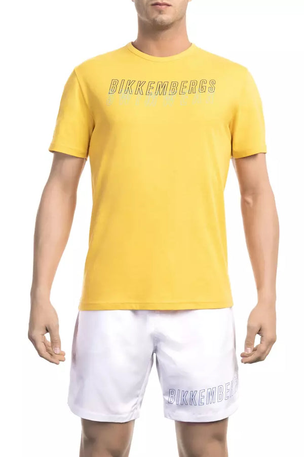 Yellow Cotton Men T-Shirt Bikkembergs