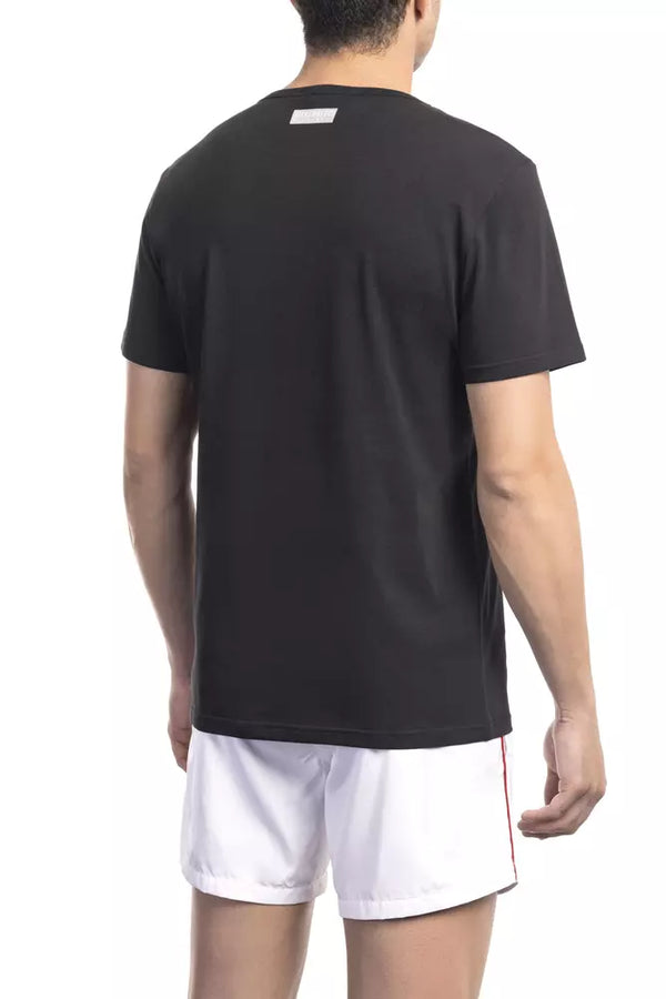 Black Cotton Men T-Shirt Bikkembergs