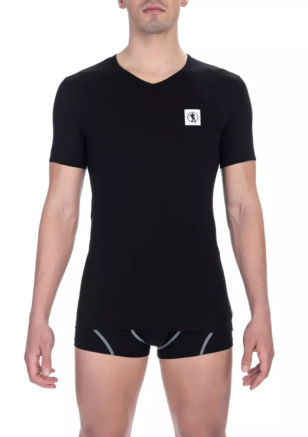 Black Cotton Men T-Shirt Bikkembergs