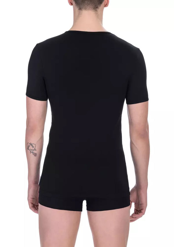 Black Cotton Men T-Shirt Bikkembergs