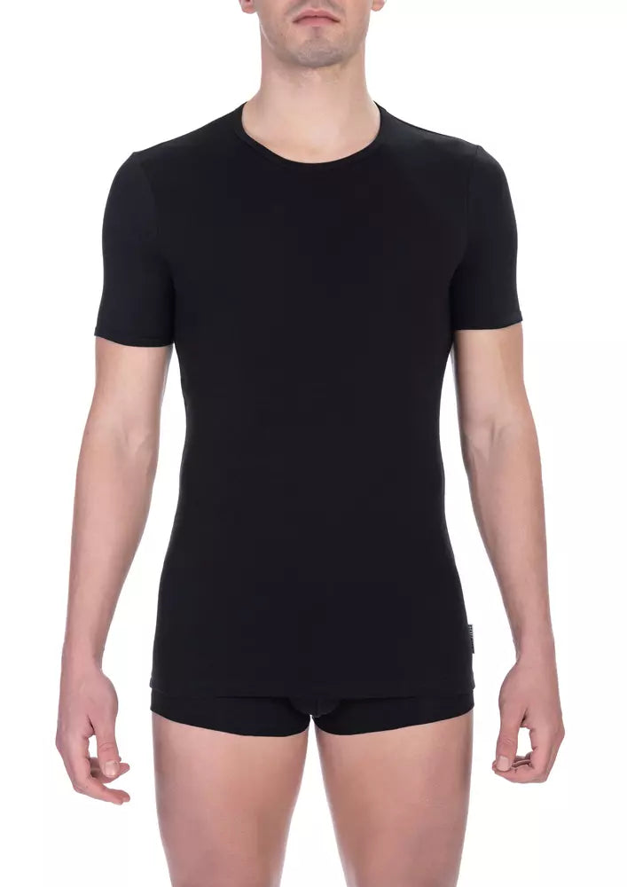 Black Cotton Men T-Shirt Bikkembergs