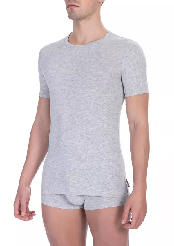 Gray Cotton Men TShirt Bikkembergs