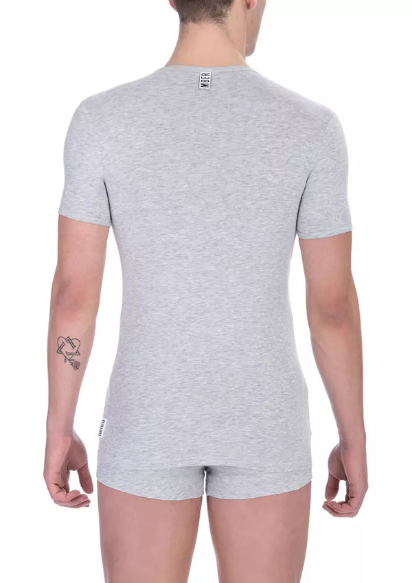 Gray Cotton Men TShirt Bikkembergs