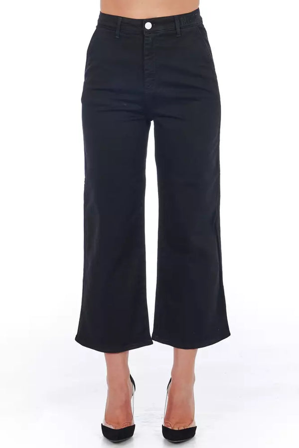 Black Cotton Women Cropped Pant Frankie Morello