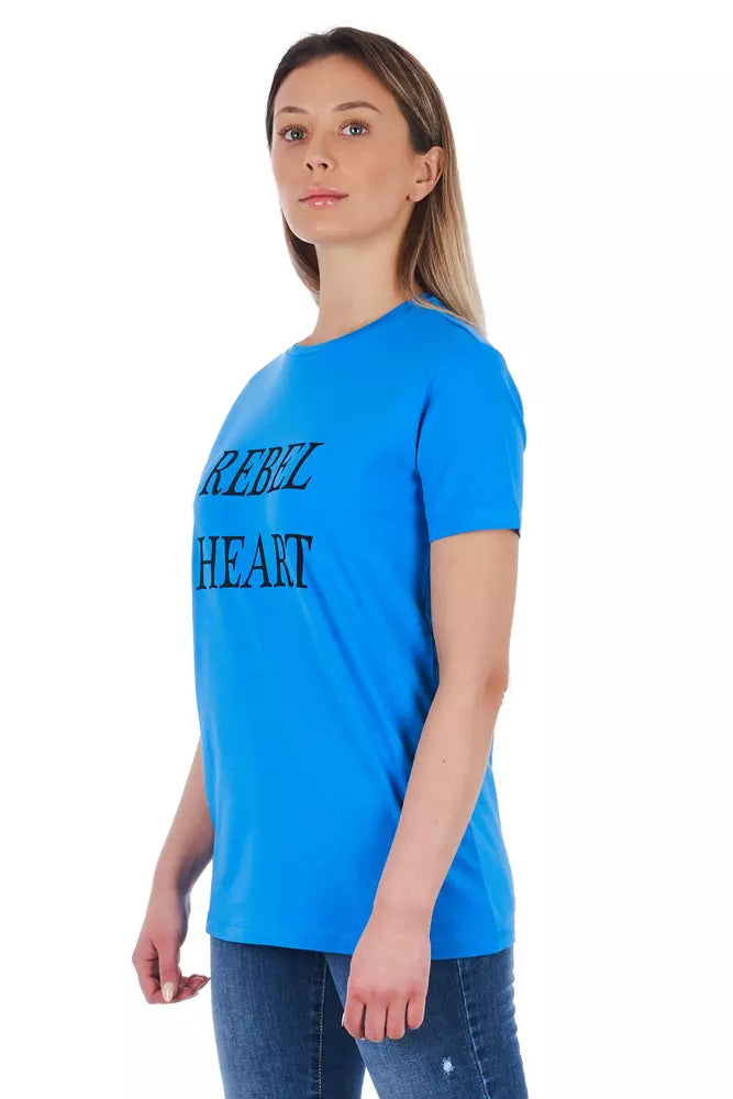 Light Blue Cotton Women T-Shirt Frankie Morello