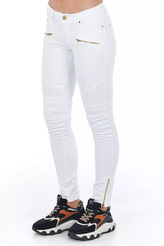 White Cotton Women Jeans Frankie Morello