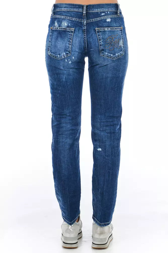 Blue Cotton Women Jeans Frankie Morello