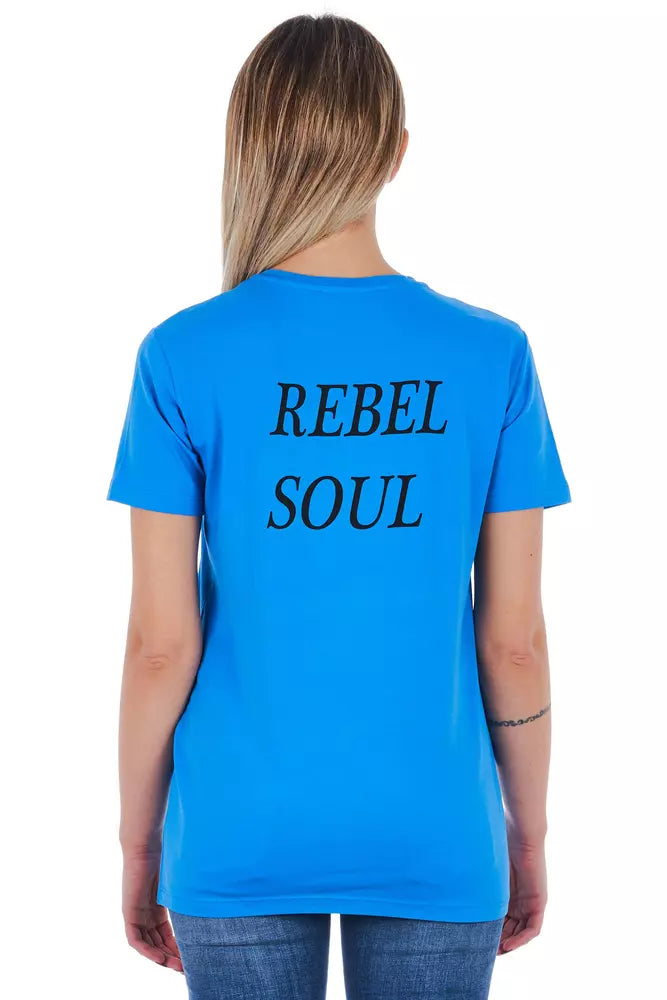 Light Blue Cotton Women T-Shirt Frankie Morello