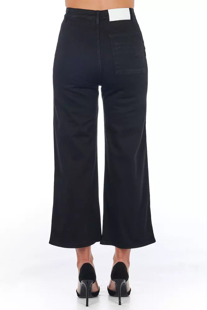 Black Cotton Women Cropped Pant Frankie Morello