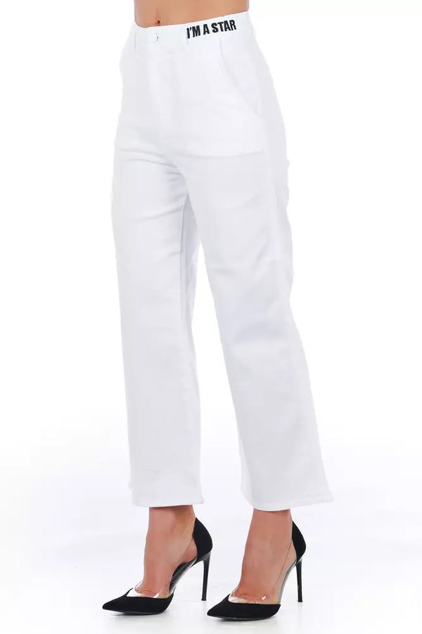 White Cotton Women Trouser Frankie Morello