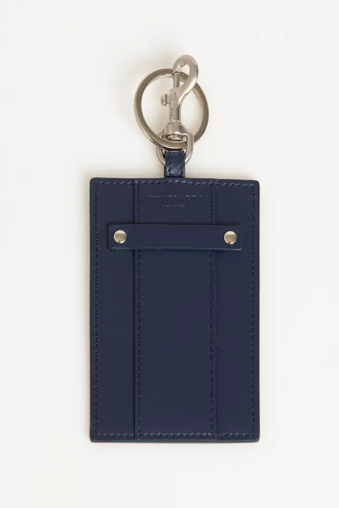 Blue Leather Men Keychain Trussardi