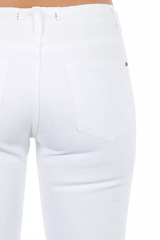 White Cotton Women Jeans Frankie Morello