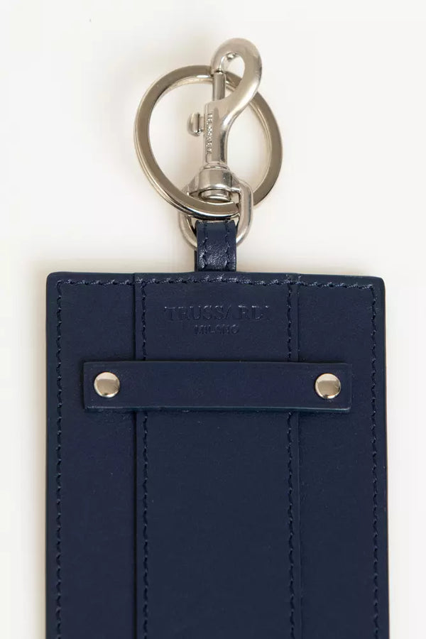 Blue Leather Men Keychain Trussardi